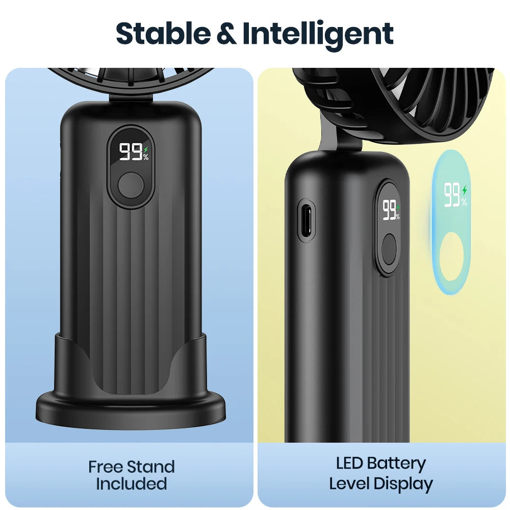 TOPK Portable Mini Fan,2400mAh USB Rechargeable