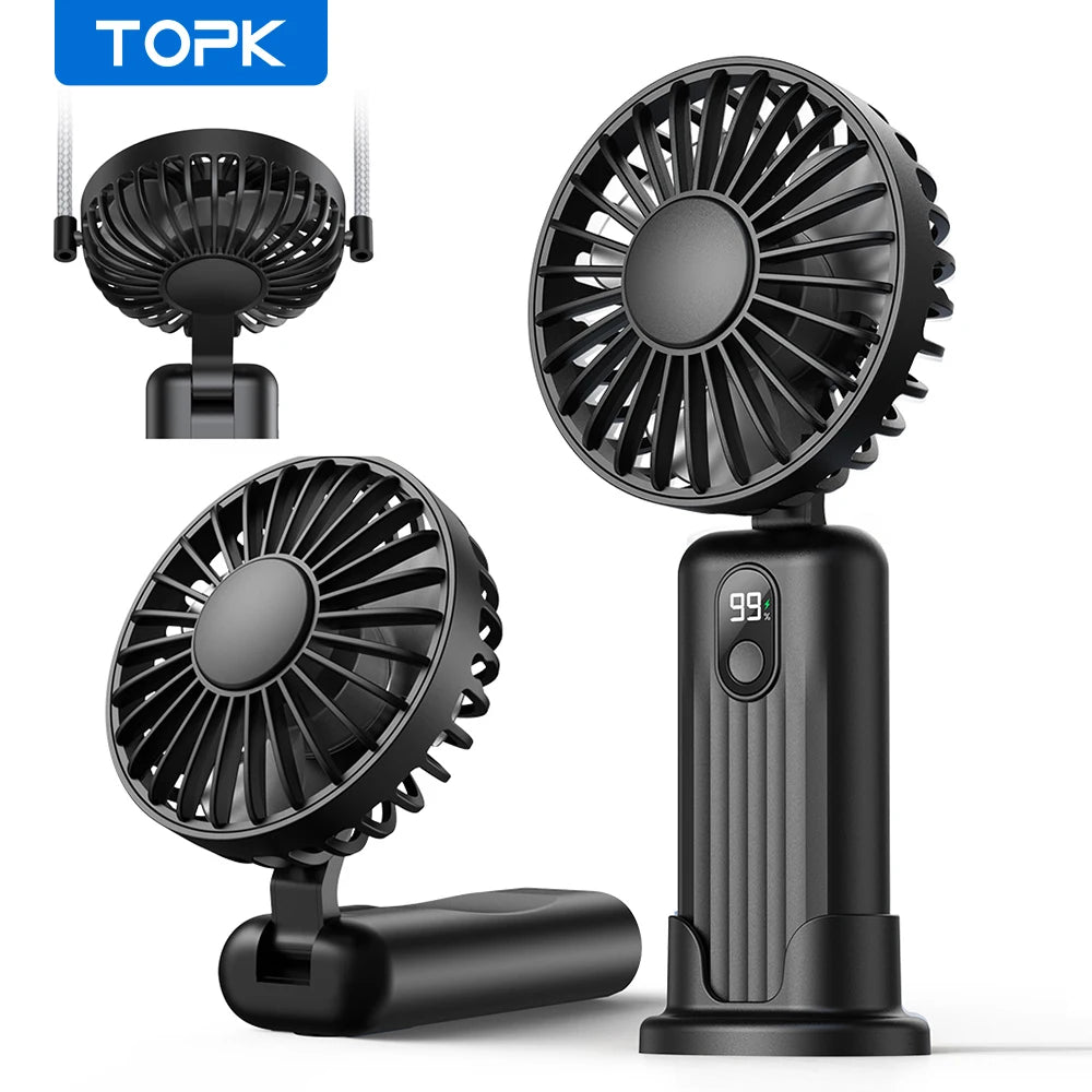 TOPK Portable Mini Fan,2400mAh USB Rechargeable