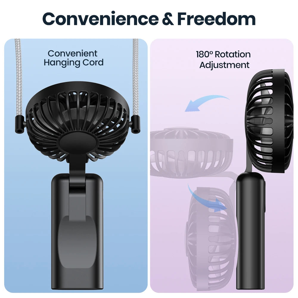 TOPK Portable Mini Fan,2400mAh USB Rechargeable