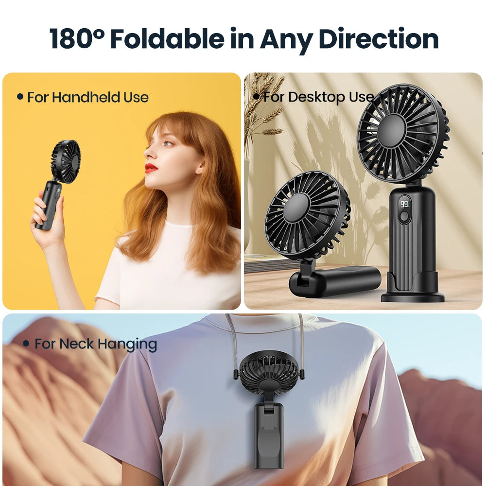 TOPK Portable Mini Fan,2400mAh USB Rechargeable
